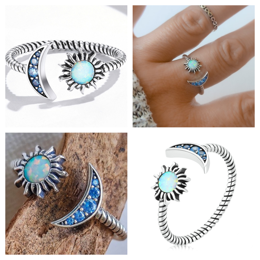 Sun & Moon Faux Fire Opal Ring