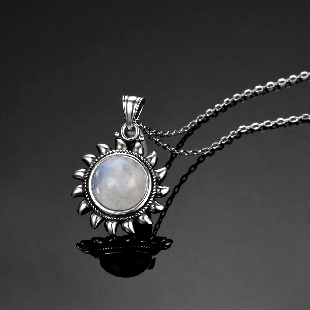 Moonstone Sun Silver Necklace