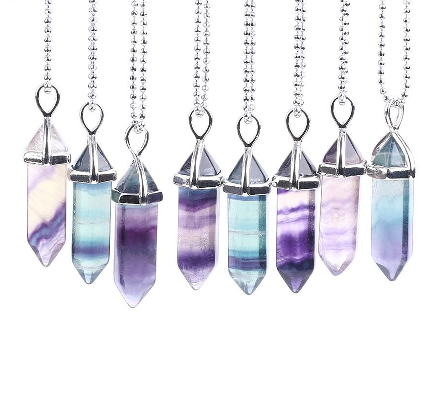 Rainbow Fluorite Crystal Necklace