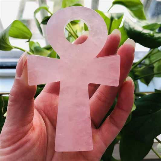 Rose Quartz Crystal Ankh