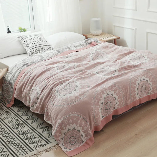 Dusty Rose Mandala Cotton Reversible Blanket
