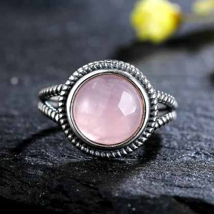 Rose Quartz Silver Ring