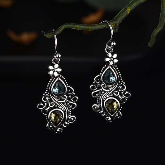 Blue Topaz Vintage Drop Earrings