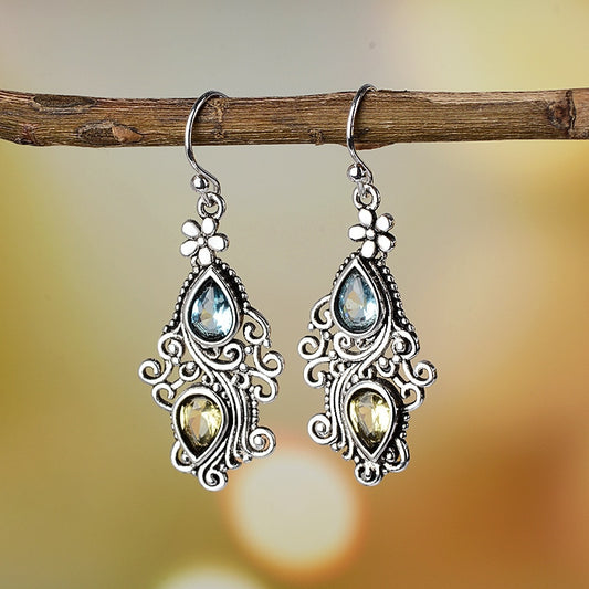 Blue Topaz Vintage Drop Earrings