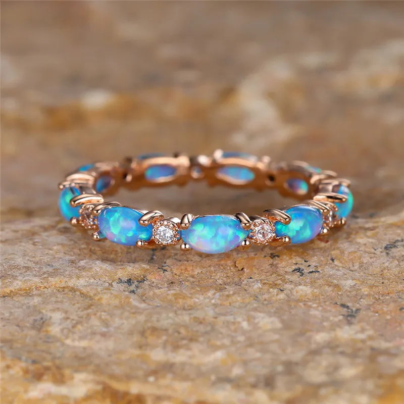 Fire Opal Band Ring