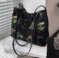 Floral Embroidered Black Bag