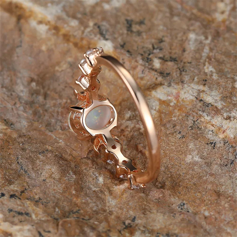 Fire Opal Moon Phase Ring