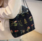 Floral Embroidered Black Bag