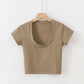 Basic Scoop Neck Crop T Shirt