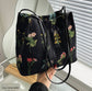 Floral Embroidered Black Bag