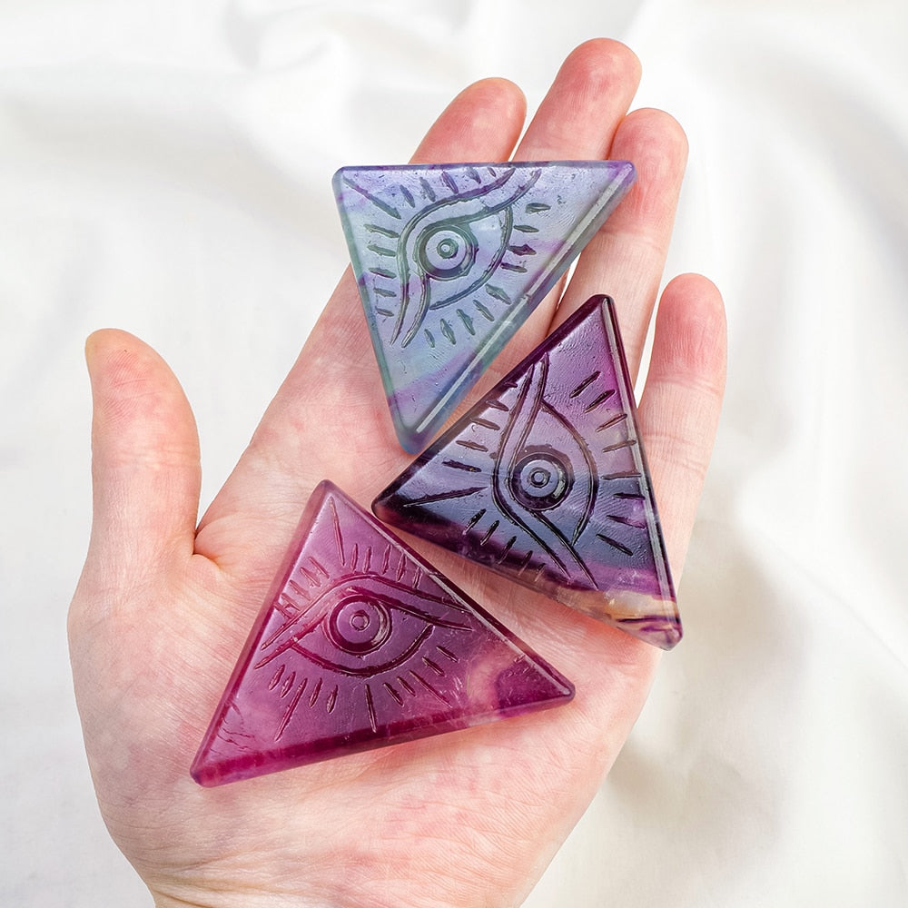 Third Eye Symbol Fluorite Crystal Triangle