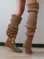 Flower Crochet Knit Over Knee Socks