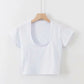 Basic Scoop Neck Crop T Shirt