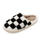 Retro 1980s Checkered Plush Slippers