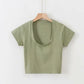 Basic Scoop Neck Crop T Shirt