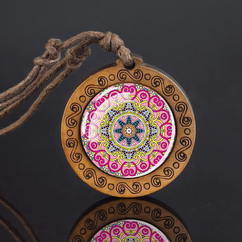 Mandala Wood Pendant Necklace