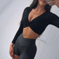 Twist Front Long Sleeve Crop Top