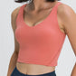 V Neck Shelf Bra Cropped Tank Top