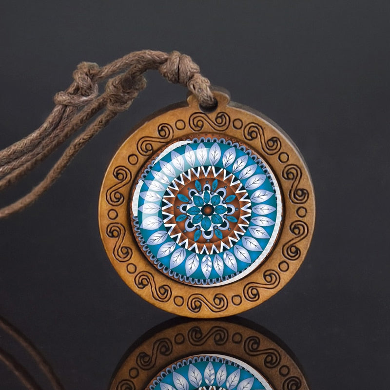 Mandala Wood Pendant Necklace