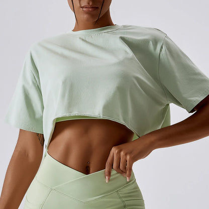 Cropped Raw Hem T Shirt