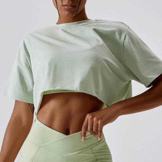 Cropped Raw Hem T Shirt