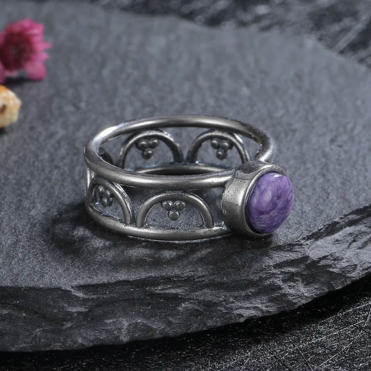 Charoite Stone Vintage Ring