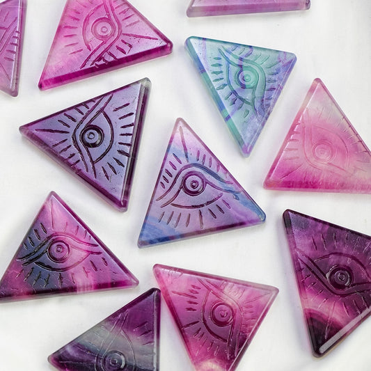 Third Eye Symbol Fluorite Crystal Triangle