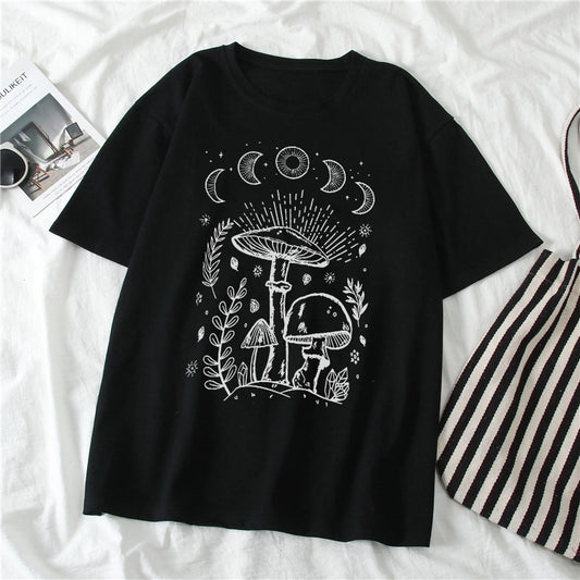 Moon Phase Mushroom T Shirt