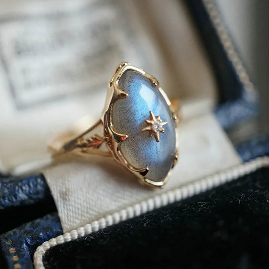 Labradorite Gold Plated Ring