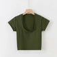 Basic Scoop Neck Crop T Shirt