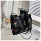 Floral Embroidered Black Bag