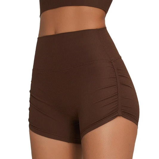 Pleated High Waist Yoga Shorts