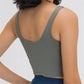 V Neck Shelf Bra Cropped Tank Top