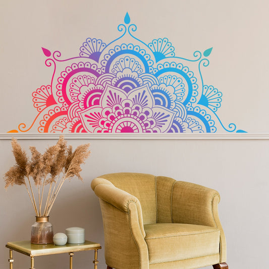 Rainbow Mandala Lotus Wall Decal