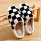 Retro 1980s Checkered Plush Slippers
