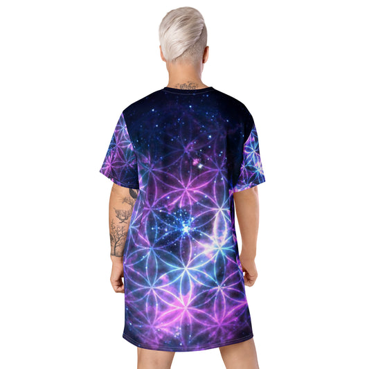 Cosmic Flower of Life T-shirt dress