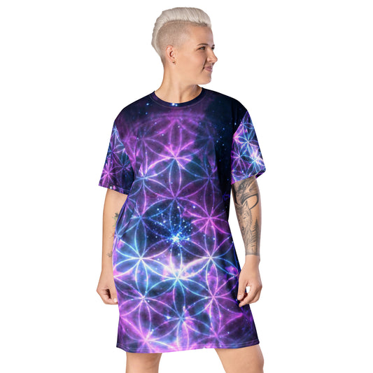 Cosmic Flower of Life T-shirt dress