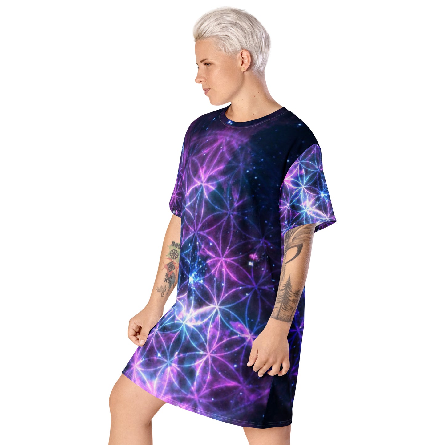 Cosmic Flower of Life T-shirt dress