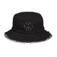 Peace Sign Distressed Denim Bucket Hat