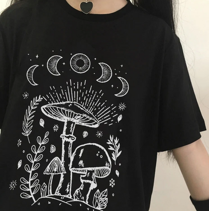 Moon Phase Mushroom T Shirt