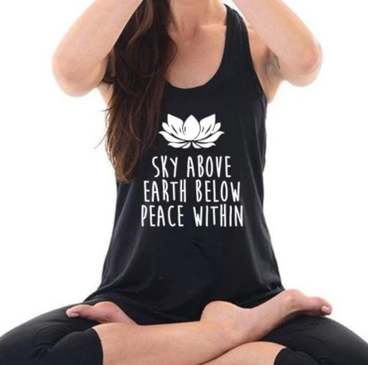 Sky Above, Earth Below, Peace Within Racerback Tank Top