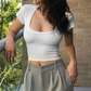 Basic Scoop Neck Crop T Shirt