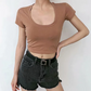 Basic Scoop Neck Crop T Shirt