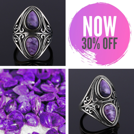 Charoite Stone Silver Ring