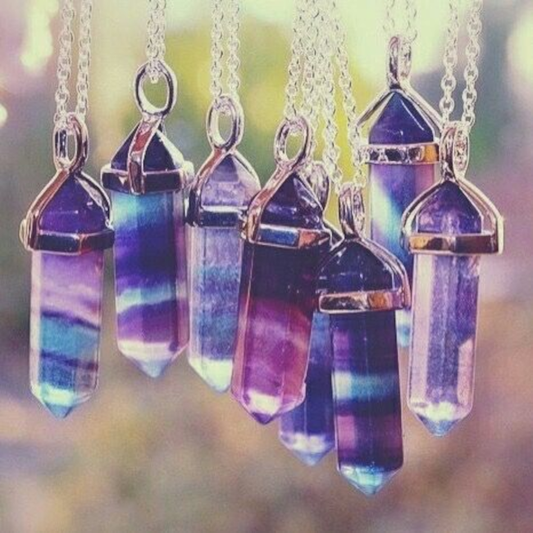 Rainbow Fluorite Crystal Necklace