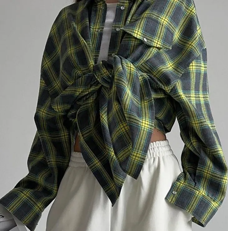 Oversized Pearl Snap Flannel Shirt