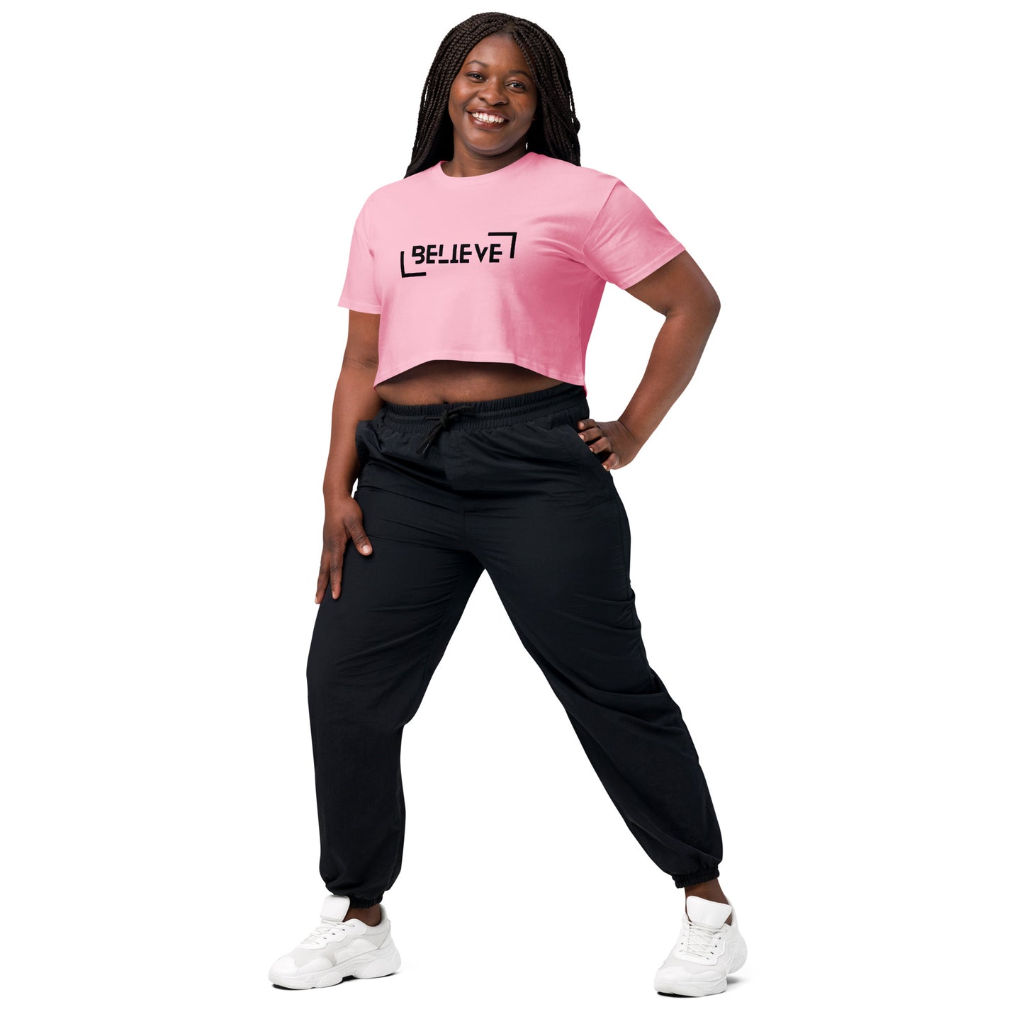 Power Words BELIEVE Cropped T Shirt