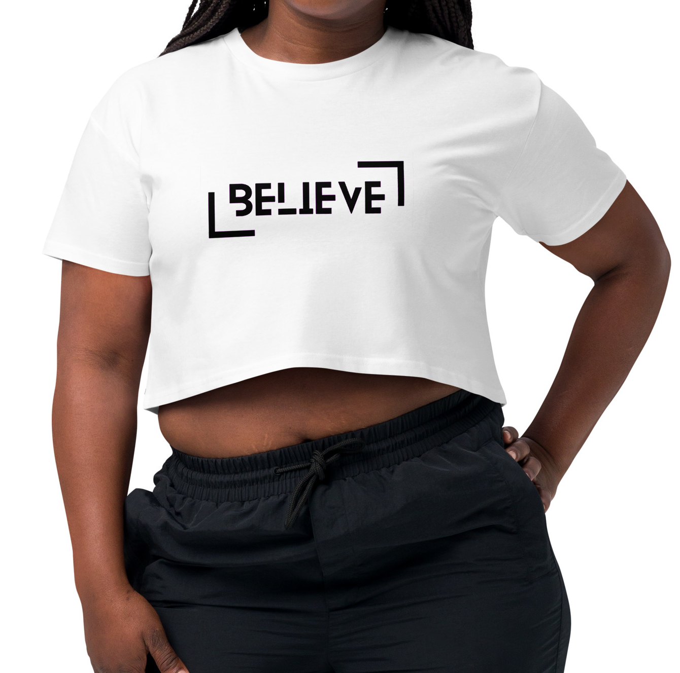 Power Words BELIEVE Cropped T Shirt