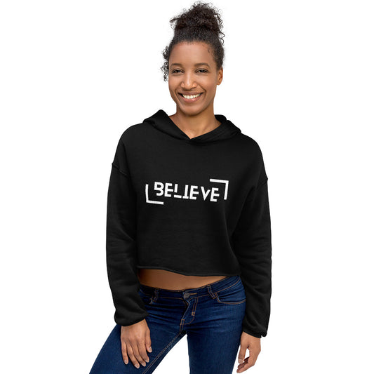 Power Words Believe Crop Hoodie