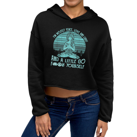 Peace Love & Light Teal Crop Hoodie